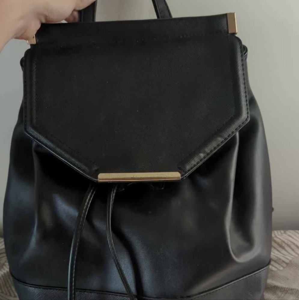 Call It Spring Black Backpack with Gold Accents